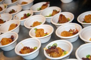 A number of bowls full of food